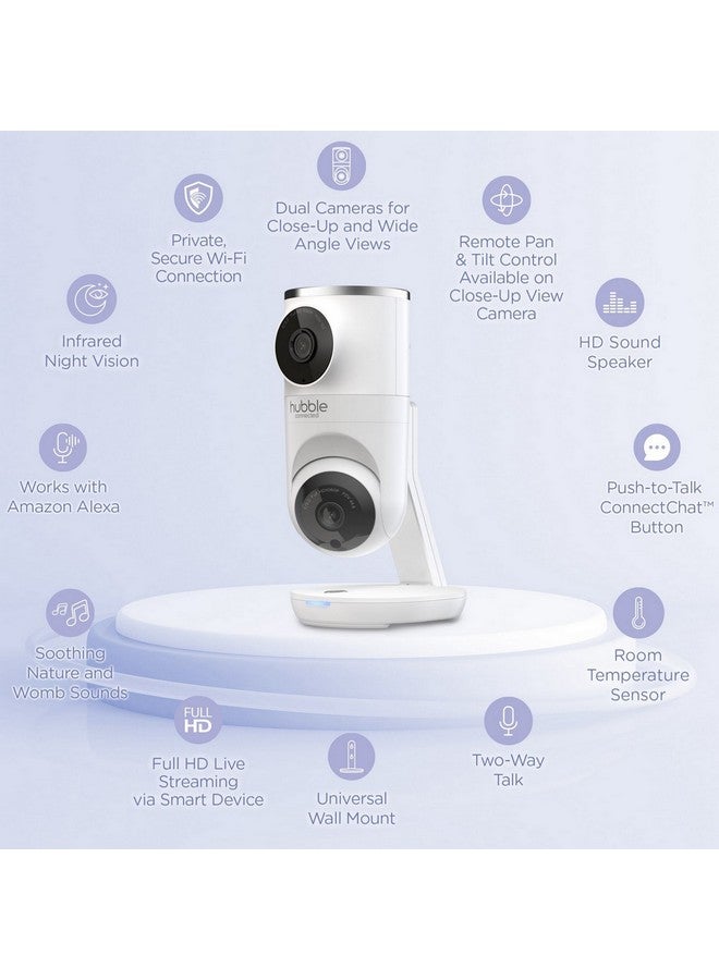 Hubble Connected Nursery Pal Dual Vision Smart Camera White and Black 6.5 x 3.15 x 3.78 cm 4448-WHAE-01 - Image 5